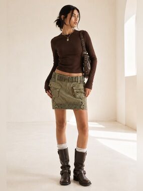 Not The Same Archive Y2K Utility Cargo Corduroy Mini Skirt Sz S